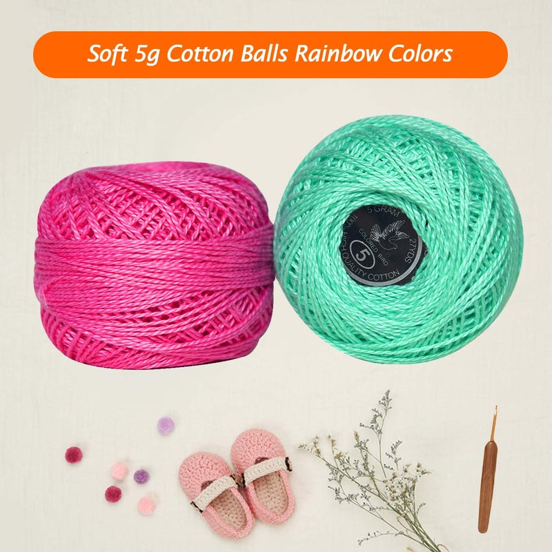 colored bird Crochet Thread Cotton Yarn Threads Balls 35 Balls Popular Rainbow Colors of Size 5 Crochet Thread 100% Long Staple Cotton Mercerized Cotton - Image 5